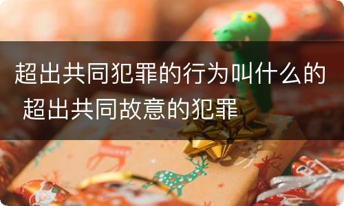 超出共同犯罪的行为叫什么的 超出共同故意的犯罪