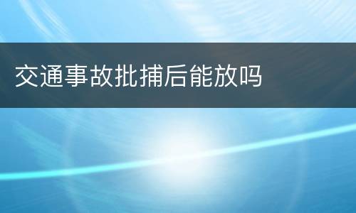 交通事故批捕后能放吗