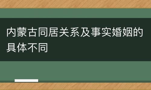 内蒙古同居关系及事实婚姻的具体不同