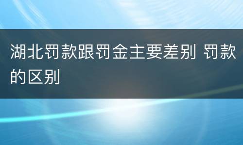 湖北罚款跟罚金主要差别 罚款的区别