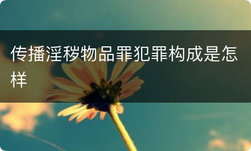 传播淫秽物品罪犯罪构成是怎样