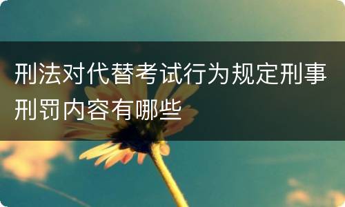 刑法对代替考试行为规定刑事刑罚内容有哪些