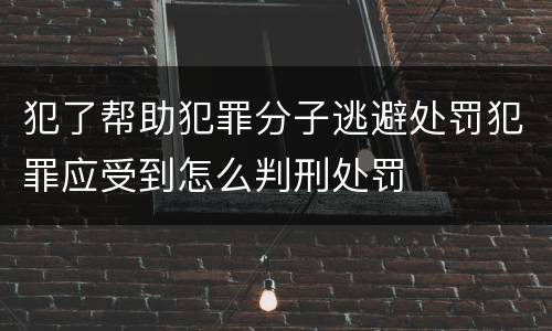 犯了帮助犯罪分子逃避处罚犯罪应受到怎么判刑处罚