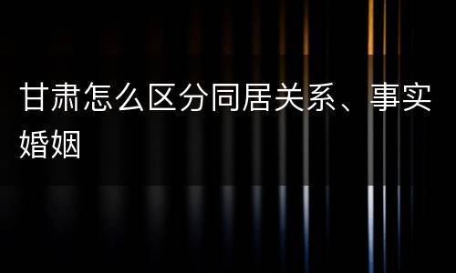 甘肃怎么区分同居关系、事实婚姻