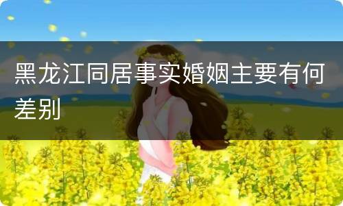 黑龙江同居事实婚姻主要有何差别