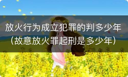放火行为成立犯罪的判多少年（故意放火罪起刑是多少年）
