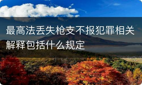 最高法丢失枪支不报犯罪相关解释包括什么规定