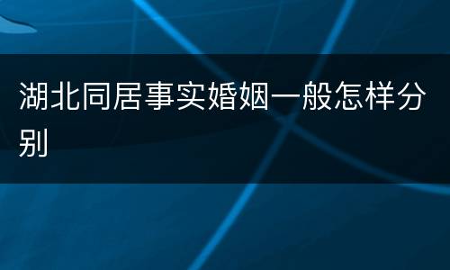 湖北同居事实婚姻一般怎样分别