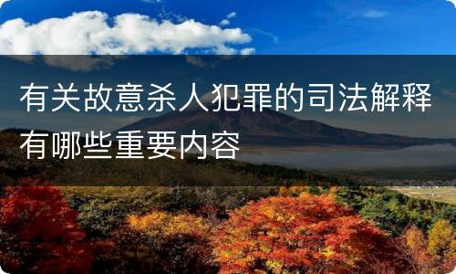 有关故意杀人犯罪的司法解释有哪些重要内容