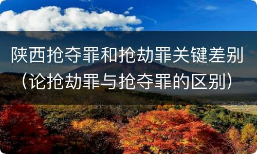 陕西抢夺罪和抢劫罪关键差别（论抢劫罪与抢夺罪的区别）