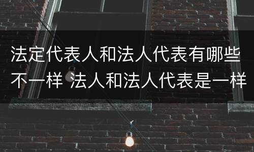 法定代表人和法人代表有哪些不一样 法人和法人代表是一样的吗
