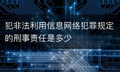 犯非法利用信息网络犯罪规定的刑事责任是多少