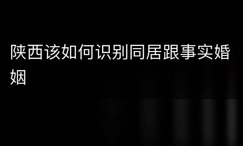 陕西该如何识别同居跟事实婚姻