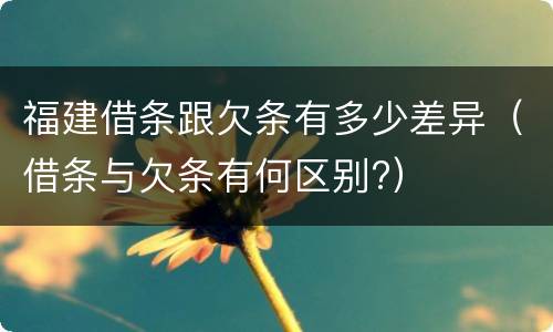 福建借条跟欠条有多少差异（借条与欠条有何区别?）