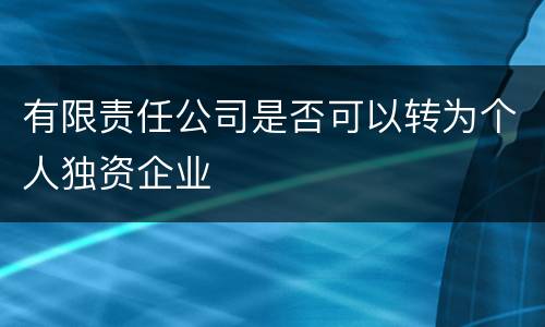 有限责任公司是否可以转为个人独资企业