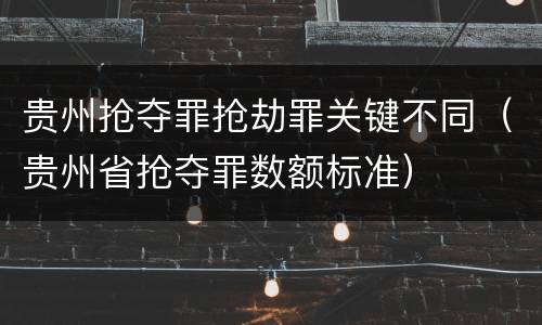 贵州抢夺罪抢劫罪关键不同（贵州省抢夺罪数额标准）