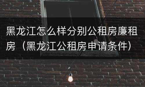 黑龙江怎么样分别公租房廉租房（黑龙江公租房申请条件）