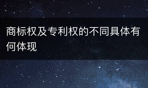 商标权及专利权的不同具体有何体现