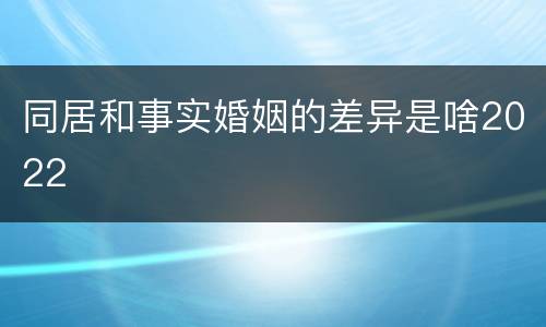 同居和事实婚姻的差异是啥2022