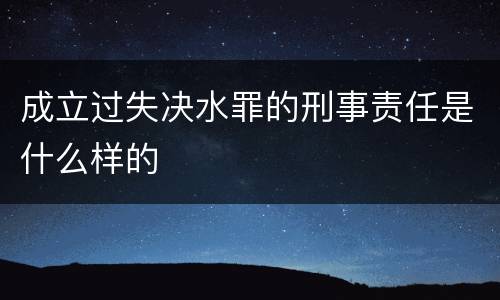 成立过失决水罪的刑事责任是什么样的