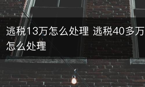 逃税13万怎么处理 逃税40多万怎么处理