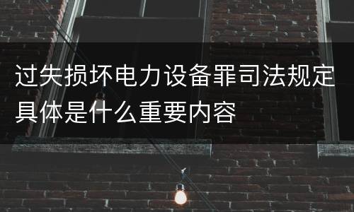 过失损坏电力设备罪司法规定具体是什么重要内容
