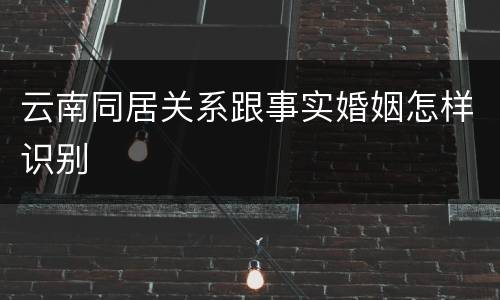 云南同居关系跟事实婚姻怎样识别