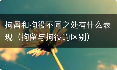 拘留和拘役不同之处有什么表现（拘留与拘役的区别）