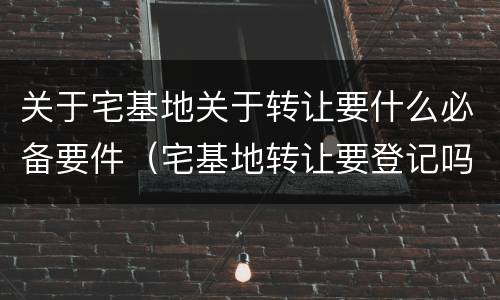 关于宅基地关于转让要什么必备要件（宅基地转让要登记吗）