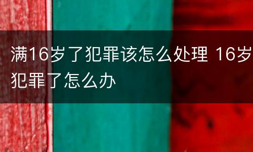 满16岁了犯罪该怎么处理 16岁犯罪了怎么办