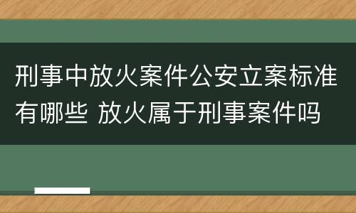 刑事中放火案件公安立案标准有哪些 放火属于刑事案件吗