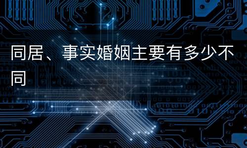 同居、事实婚姻主要有多少不同