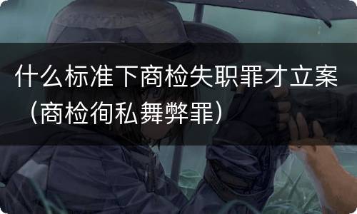 什么标准下商检失职罪才立案（商检徇私舞弊罪）