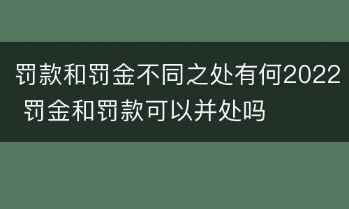 罚款和罚金不同之处有何2022 罚金和罚款可以并处吗