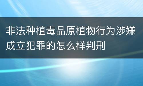 非法种植毒品原植物行为涉嫌成立犯罪的怎么样判刑