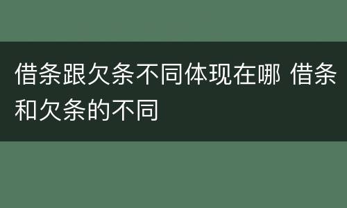 借条跟欠条不同体现在哪 借条和欠条的不同