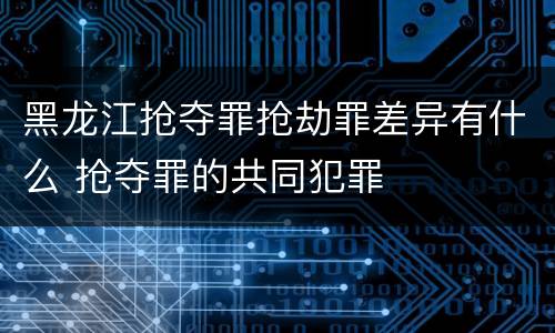 黑龙江抢夺罪抢劫罪差异有什么 抢夺罪的共同犯罪