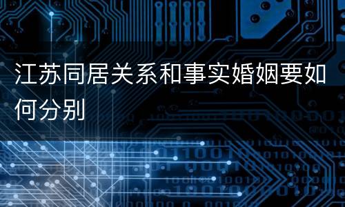 江苏同居关系和事实婚姻要如何分别
