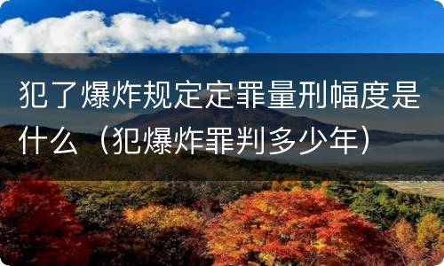 犯了爆炸规定定罪量刑幅度是什么（犯爆炸罪判多少年）