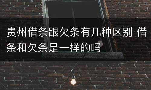 贵州借条跟欠条有几种区别 借条和欠条是一样的吗