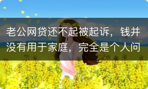 老公网贷还不起被起诉，钱并没有用于家庭，完全是个人问题，老公坐牢后网贷要老婆还吗