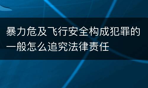 暴力危及飞行安全构成犯罪的一般怎么追究法律责任