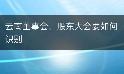 云南董事会、股东大会要如何识别