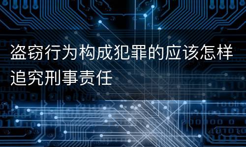 盗窃行为构成犯罪的应该怎样追究刑事责任