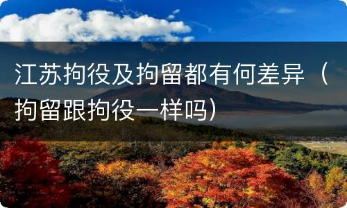 江苏拘役及拘留都有何差异（拘留跟拘役一样吗）