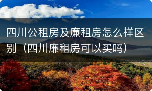 四川公租房及廉租房怎么样区别（四川廉租房可以买吗）