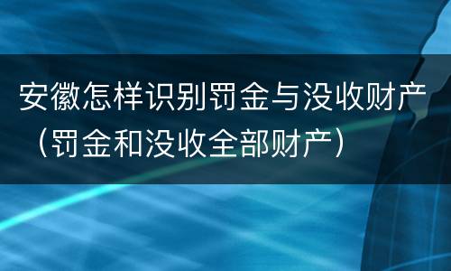 安徽怎样识别罚金与没收财产（罚金和没收全部财产）