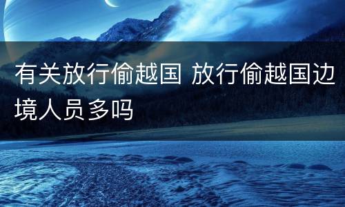 有关放行偷越国 放行偷越国边境人员多吗