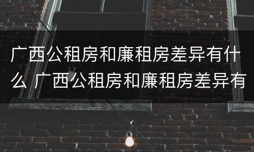 广西公租房和廉租房差异有什么 广西公租房和廉租房差异有什么影响