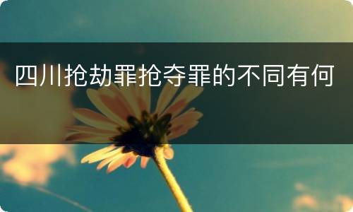 四川抢劫罪抢夺罪的不同有何